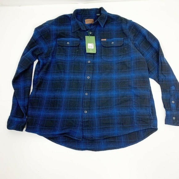 Orvis Big Bear Plaid Flannel Blue Shirt 